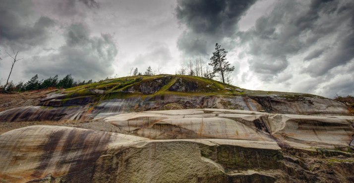 Glacially carved granite--right next to a large pull-out on the highway.
