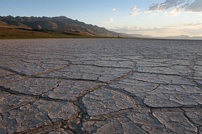 Fault-bounded east front of Steens Mountain and Alvord Desert.