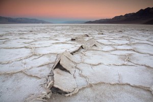 Death Valley salt pan at sunrise.