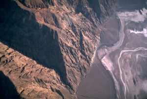 Aerial view of faulted front of the Black Mountains.