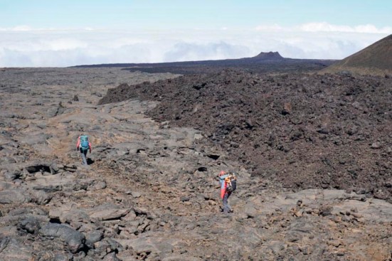 Pahoehoe and aa basalt, Mauna Loa