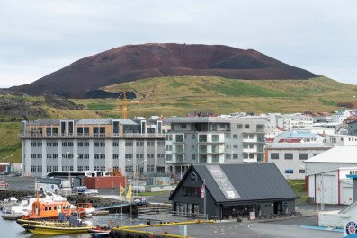 Eldfell cinder cone and Heimaey, Iceland