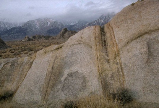 Groundwater staining along fractures in granite, Sierra Nevada,